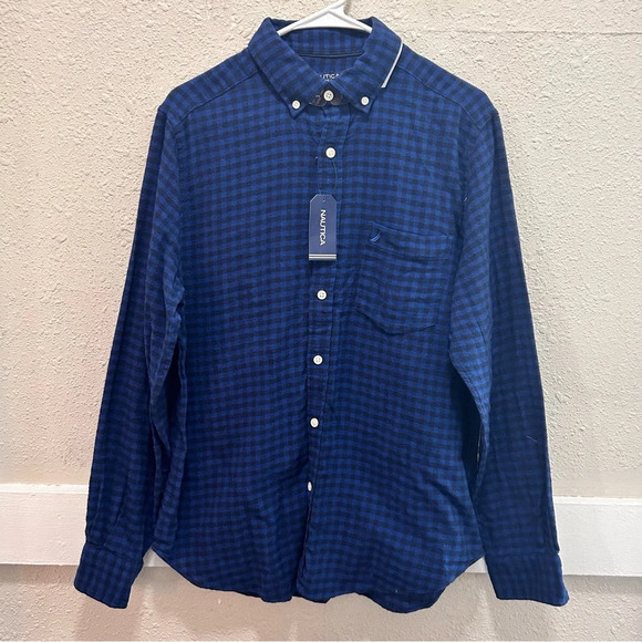 Nautica Other - Nautica Men’s Shirt Flannel Blue Check Button Up Plaid Sz. M